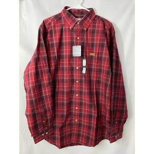 NWT Carhartt Men’s Red Plaid Button Down Shirt LT